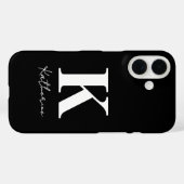 Modern Name Initial Black White Personalize Case-Mate iPhone Hülle (Rückseite (Horizontal))