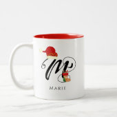 Modern Name Initial Monogram Letter M Christmas Zweifarbige Tasse (Links)