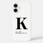 Modern Name Initial White Black Personalize Case-Mate iPhone Hülle (Rückseite)