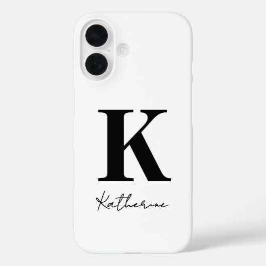 Modern Name Initial White Black Personalize Case-Mate iPhone Hülle (Rückseite)