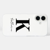 Modern Name Initial White Black Personalize Case-Mate iPhone Hülle (Rückseite (Horizontal))