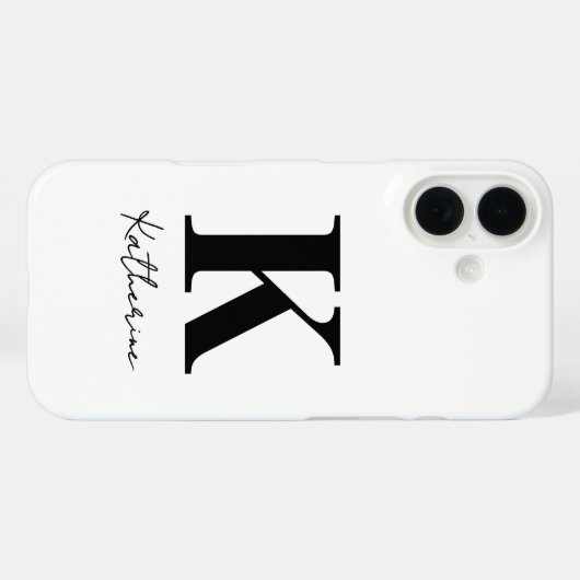 Modern Name Initial White Black Personalize Case-Mate iPhone Hülle (Rückseite (Horizontal))