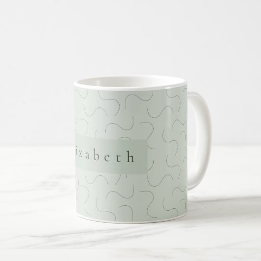 Modern Name Mug Sage Green Kaffeetasse (VorderseiteRechts)
