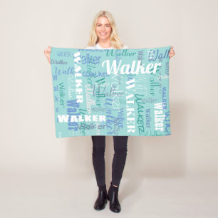 Modern Name Muster Typografie Modernes Meer Blau Fleecedecke