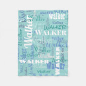 Modern Name Muster Typografie Modernes Meer Blau Fleecedecke (Vorderseite)