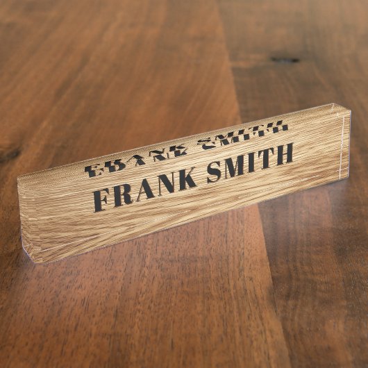 Modern Name Oak Wood Photo Namensplakette (Seite)