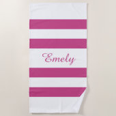 Modern Name rosa Streifen Pool Strandtuch (Vorderseite)
