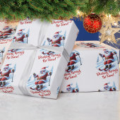 Modern Name Ski Santa Claus Funky Spaß Weihnachten Geschenkpapier