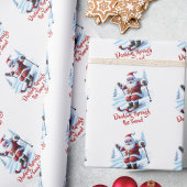Modern Name Ski Santa Claus Funky Spaß Weihnachten Geschenkpapier