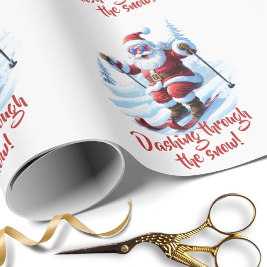 Modern Name Ski Santa Claus Funky Spaß Weihnachten Geschenkpapier