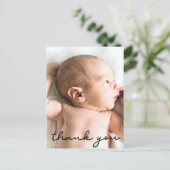 Modern Name Vertical baby Foto Birth Danke Postkarte (Stehend Vorderseite)