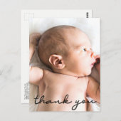 Modern Name Vertical baby Foto Birth Danke Postkarte (Vorne/Hinten)