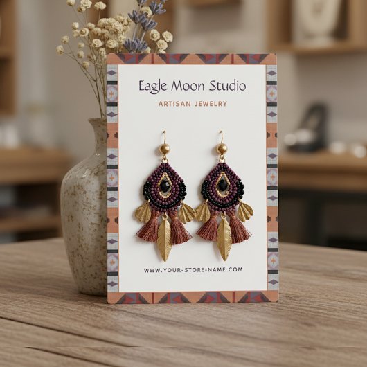 Modern Native Tribal Earring Jewelry Display Card Visitenkarte