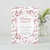 Modern Natural Red Berry Christmas Party Einladung (Stehend Vorderseite)