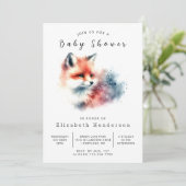 Modern Nature Theme Fox Babydusche Einladung (Stehend Vorderseite)
