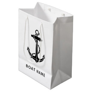 Modern Nautic Anchor Boat Name einfach nach Maß Mittlere Geschenktüte