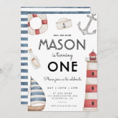 Modern Nautic Birthday Party Sailboat Einladung (Vorne/Hinten)