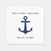 Modern Nautic White Navy Blue Anchor Boat Serviette (Vorderseite)