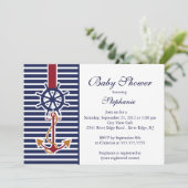 Modern Nautical Anchor Baby Shower Einladung (Stehend Vorderseite)