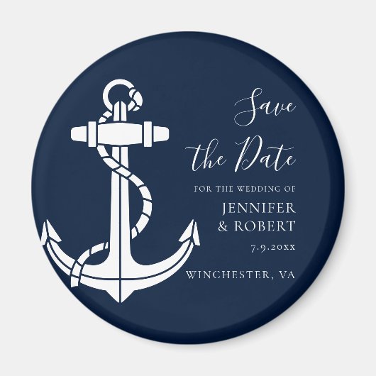 Modern Nautical Anchor Wedding Save the Date Magnet (Vorne)