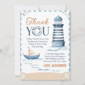 Modern Nautical Blue Boy 1. Geburtstag Dankeskarte (Vorderseite)