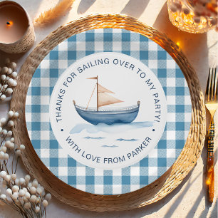 Modern Nautical Blue Boy 1. Geburtstag Pappteller