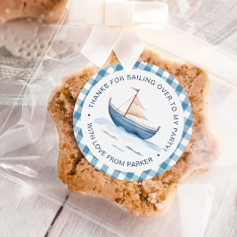 Modern Nautical Blue Boy 1. Geburtstag Runder Aufkleber