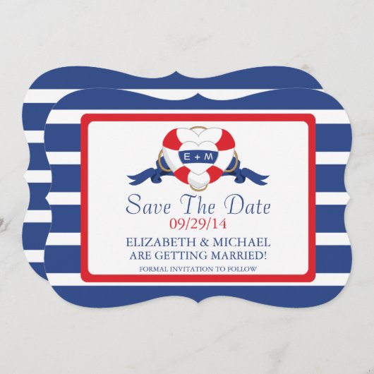 Modern Nautical Heart Buoy Save the Date (Vorne/Hinten)