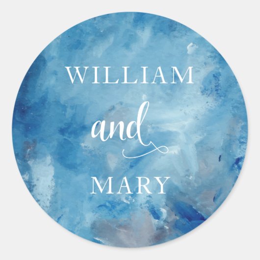 Modern Nautical Watercolor Wedding Envelope Seals Runder Aufkleber (Vorderseite)