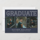 Modern Navy 3 Photo Graduation Announcement  Einladung (Vorderseite)