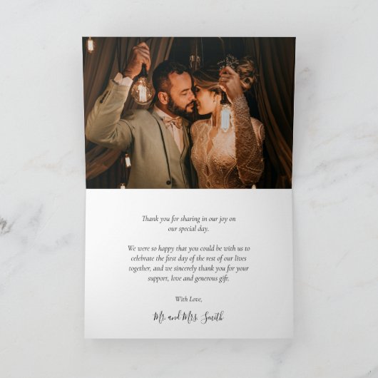 Modern Navy 6 Foto Collage Wedding Danke Karte (Innenseite)