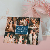 Modern Navy 6 Foto Collage Wedding Danke Karte