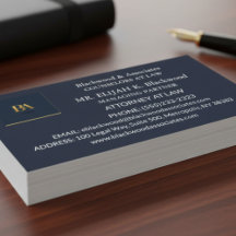 Modern Navy and Gold Law Firm Business Card