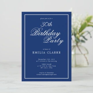 Modern Navy Birthday Party Invitations for Adults Einladung