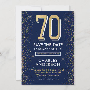 Modern Navy Blau 70. Geburtstag  Save The Date