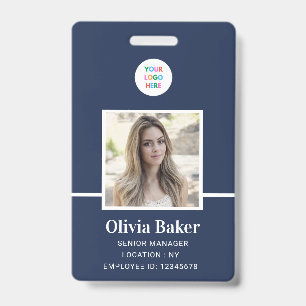 Modern Navy Blau Logo Sicherheitsmitarbeiter Foto Ausweis