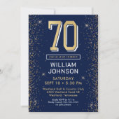 Modern Navy Blue 70. Geburtstag Einladung (Vorderseite)