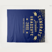 Modern Navy Blue Abschluss Foto Stand Wandteppich (Vorderseite (Horizontal))