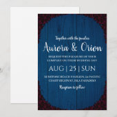 modern navy blue and burgundy wedding invitations einladung (Vorne/Hinten)