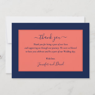Modern Navy Blue and Coral Danke Card