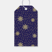 Modern Navy Blue and Gold Snowflakes Weihnachten Geschenkanhänger (Rückseite)