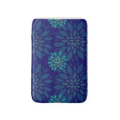 Modern Navy Blue and Green Floral Leaves Pattern Badematte (Vorderseite Vertikal)
