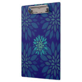 Modern Navy Blue and Green Floral Petals Pattern Klemmbrett (Links)