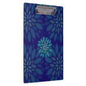 Modern Navy Blue and Green Floral Petals Pattern Klemmbrett (Rechts)