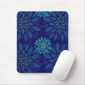 Modern Navy Blue and Green Floral Petals Pattern Mousepad (Mit Mouse)
