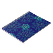 Modern Navy Blue and Green Floral Petals Pattern Notizblock (Linke Seite)
