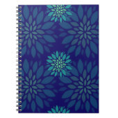 Modern Navy Blue and Green Floral Petals Pattern Notizblock (Vorderseite)