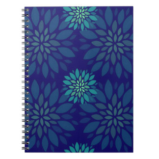 Modern Navy Blue and Green Floral Petals Pattern Notizblock