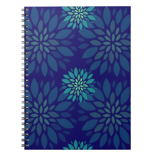 Modern Navy Blue and Green Floral Petals Pattern Notizblock (Vorderseite)