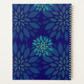 Modern Navy Blue and Green Floral Petals Pattern Planer (Rückseite)